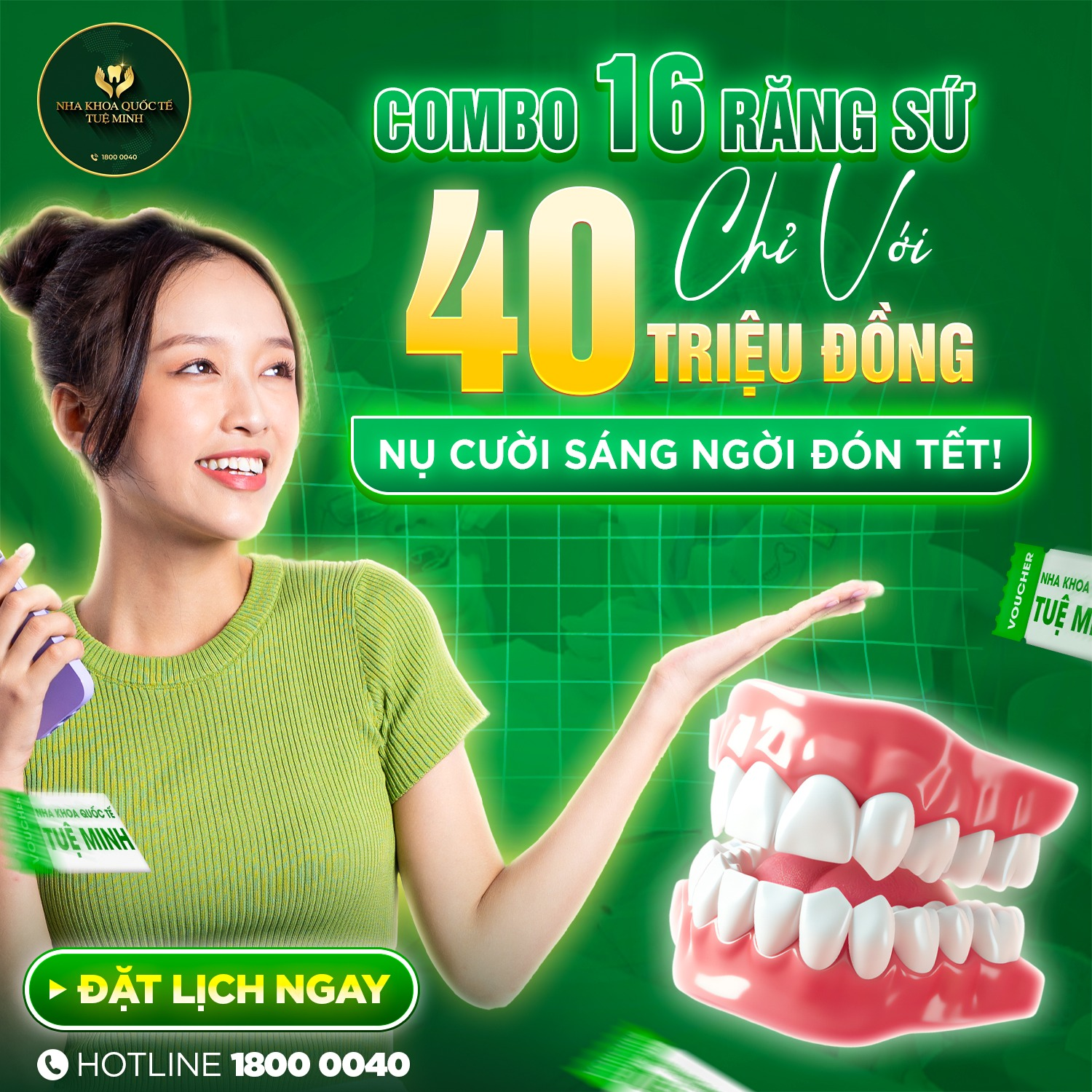 Combo 16 Răng Sứ – Chỉ Với 40 Triệu Đồng, Nụ Cười Sáng Ngời Đón Tết!