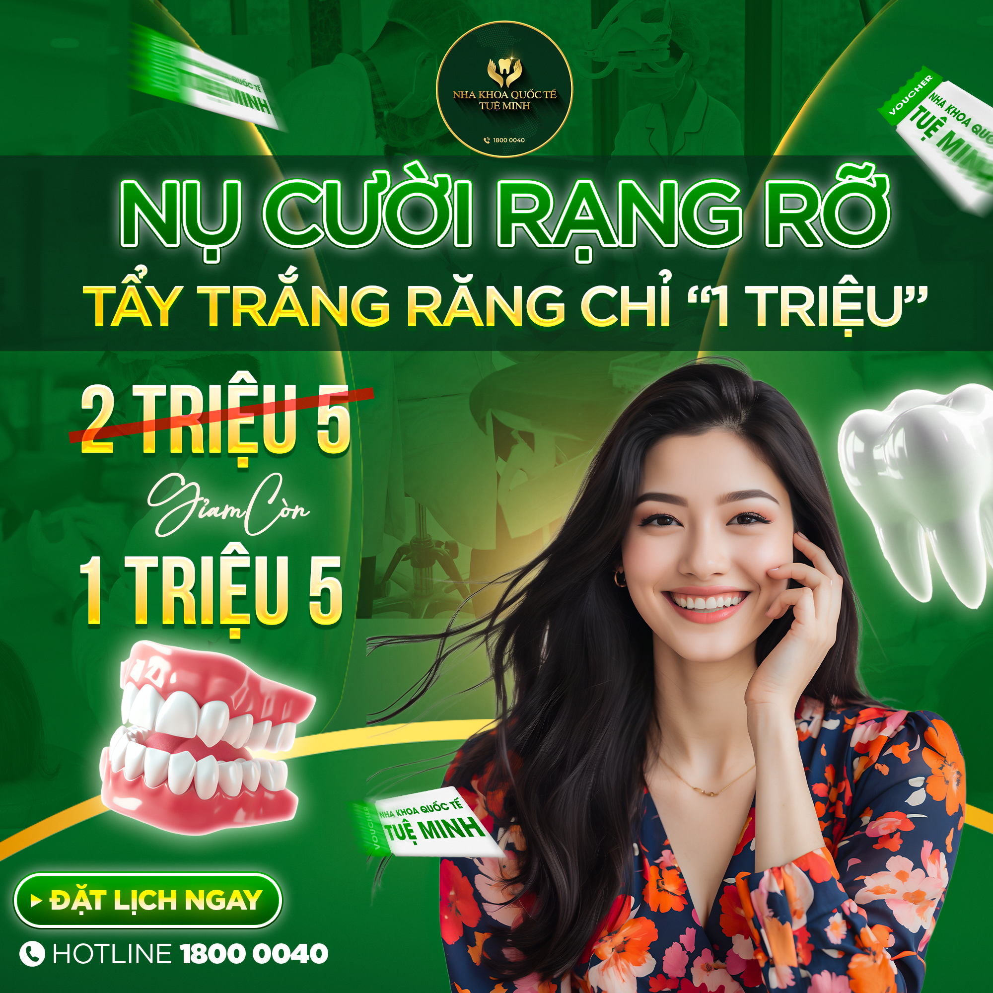 TẨY TRẮNG RĂNG CHỈ 1 TRIỆU- NỤ CƯỜI SÁNG RẠNG RỠ –